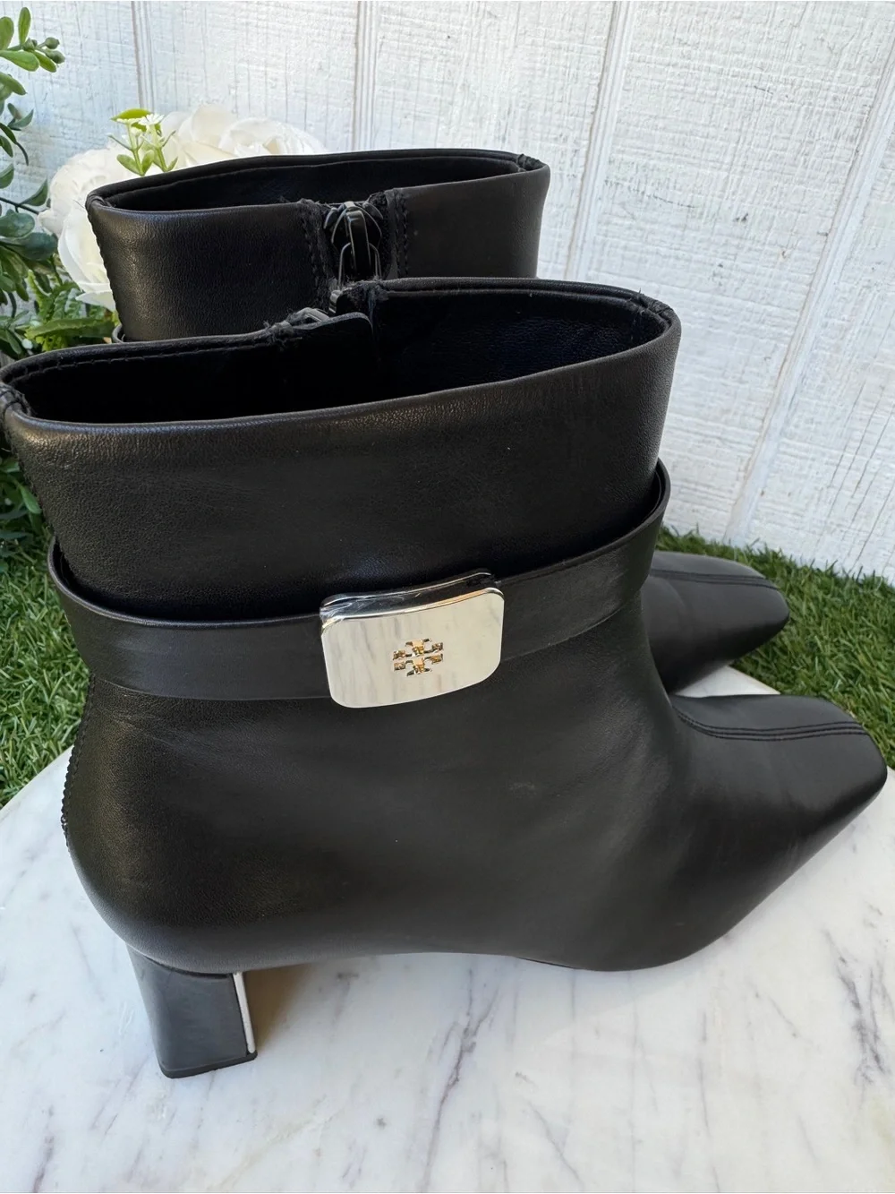 Tory Burch Georgia Ankle Boot 55mm in black Women's with Logo Plaque size 6 $500
